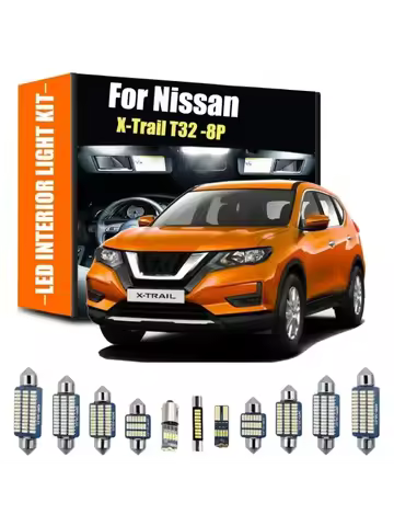 For Nissan X-Trail T32 8PCS LED Interior Dome Map Trunk Light Kit License Plate Lamp Car Lights Sign