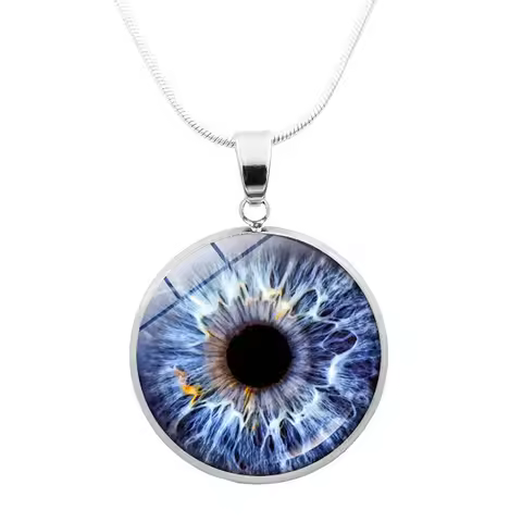 Eye Pupil Necklace Fashion Blue Violet Green Nebula Eyes Glass Pendant Women Sweater Snake Bone Chai