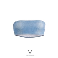 RESORT COLLECTION 2024 BLUE JEANS TUBE TOP BRA เกาะอกลายยีนส์ ใส่ว่ายน้ำ ผ้าหนา มีฟองน้ำในตัว กัน UV