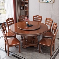 【Solid Wood】Round Dining Table Set For 6 8 10 12 Seater With Chairs Chinese Style Murah Meja Makan Mewah Kayu 实木餐桌餐椅