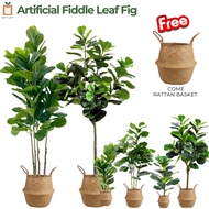Artificial Plant Fake Tree Artificial Fiddle Fig Leaf Tree Plant Come with Free Basket
