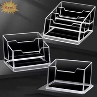 ARCL 1Pcs Business Card Box, Display Stand 1/2/3 Grids Bussiness Card Holder, Acrylic Plastic  Trans