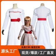 halloween costume kids halloween kids Halloween Annabelle Horror White Dress Cosplay Costume