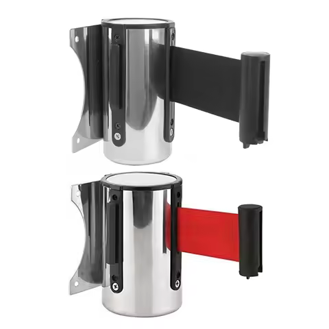 Stainless Retractable Belt Stanchion Queue Barrier Wall Mount Ribbon Barrier Tape For Crowd Control 