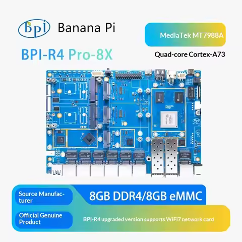 Banana Pi BPI-R4 Pro-8X MediaTek MT7988 WiFi7 Open Source Router Development Board 10G SFP+ 2.5G Por