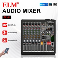 ELM BL-6 Audio Mixer 256 DSP Effects, Bluetooth 48V Phantom Portable untuk Live Performance & Studio
