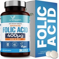 Folic Acid 400 mcg Tablets - 400 Vegan Vitamin B9 Tablets for Women, 13 Month ply, Folic Acid Pregna