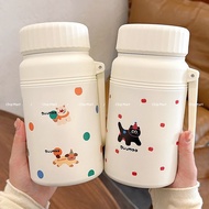 New model 1000ml screw cap thermos bottle with bottle cleaning brush + transparent cup holder - B9