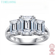 Pass Test 5 CT Real Moissanite Emeralds Cut 925 Sterling Silver Engagement Ring Fine Jewelry Gift