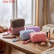 DALTON Plush Cosmetic Bag, Casual Leopard Print Pattern Fluffy Makeup Bag, Retro Large Capacity Port