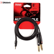 DAddario® Planet Waves PW-MPTS-06 สายแจ็คแปลง 3.5 mm เป็นสายแจ็คกีตาร์ (1/4 นิ้ว) 2 หัว ยาว 1.8 ม สำ