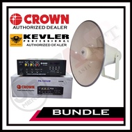 PA System SET - Crown PA Amplifier PA165-UB + Kevler HF-201 20" Aluminum Waterproof Horn Speaker (KEV-38)