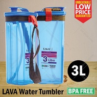 LAVA Water Bottle Tumbler Container Easy Carry Strip Straw 3L BPA FREE/Botol Air LAVA
