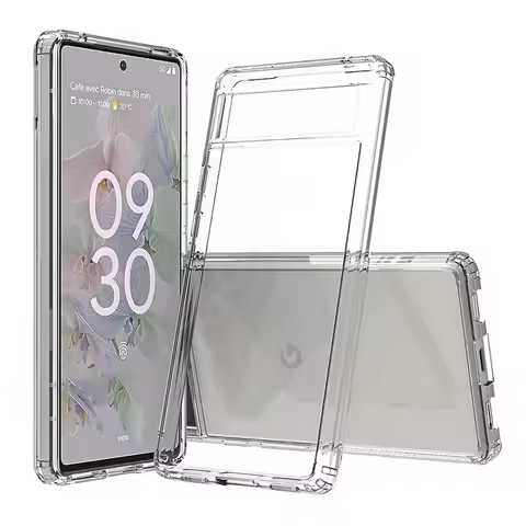 Transparent Case for Google Pixel 6A Shockproof Cover Soft TPU Frame with Clear Hard Back Shell For 