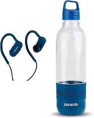 AIWA Water Bottle with Speaker and Earphone Bundle - 400ml Water Bottle with 4 Hour Playtime and Wir