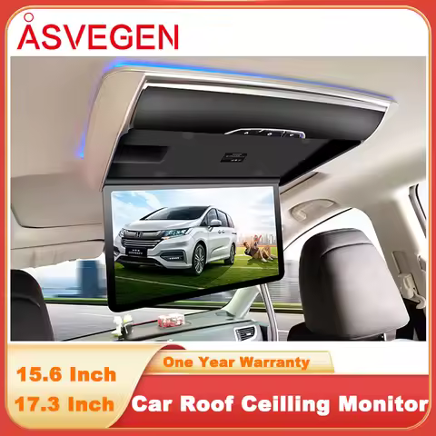 17.3" Universal Android 13 Car Roof Monitor 1920x1080P IPS 32G WiFi HDMI Bluetooth Ultra Slim Ceilin