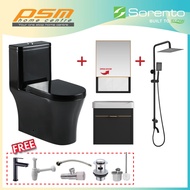 Sorento Black Coated Jamban Hitam One Piece Wash Down Strong Flushing Toilet Bowl Black WC Package S