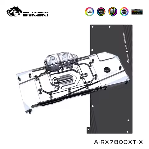 Bykski Water Block Serve For AMD Radeon RX 7800XT Graphics Card Cooler,Full Cover,With Backplate,A-R