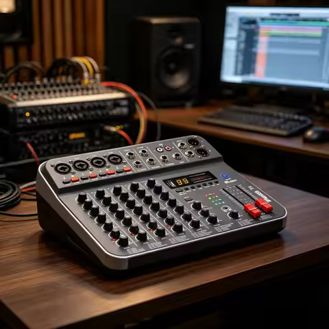 6 Channel Audio Mixer, TKLBLS Portable DJ Mix Console 99 DSP USB Bluetooth Audio Interface for Podca