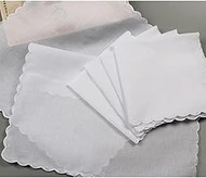 Lationday 12pcs 28x29cm White Cotton Napkins Square Lady Table Napkin Handkerchief Cloth Diner Banqu