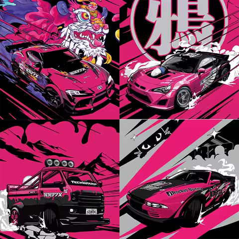 POWERBLOCK 1087X Series Racing Building Blocks Set Model Drift Sports Car Bricks Collectible Ornamen