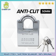 ASSURE 50mm Anti-cut Pad Lock 201 Steel Chrome  Key Door Grill Kunci Mangga Besi Anti Potong Pintu Pagar [ichiban DIY]