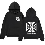 ผ้าฝ้าย Hoodie 💖 West Coast Iron Cross Choppers โลโก้ Hoodies ผู้ชายวินเทจแฟชั่น Cool เสื้อ Unisex ฤ