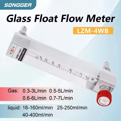 Glass Tube Variable Area Flow Meter LZB-4WB Micro Flow Rotameter for Gas Liquid Air Water Panel Moun