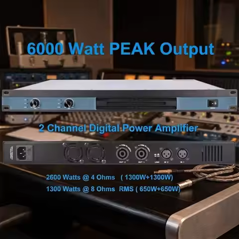 2 Channel 6000W Professional Digital Power Amplifier AMP Stereo MICWL Audio GB350 for DJ Speaker