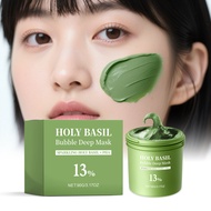 Holy Basil Bubble Deep Mask Cleansing Soothing Smoothing Pore Treatment Gentle Formula Kaolin Clay P