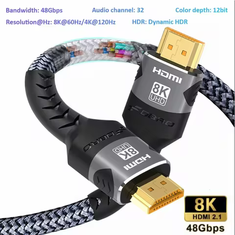 HDMI-Compatible Cable 2.1 Wire 8K@60Hz 4K@144Hz 1080p/60hz/120hz Laptops HDMI-Compatible Splitter Di