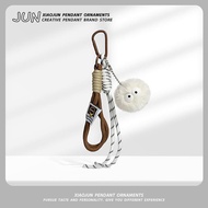 Cute Ins Style Briquette Gift Buckle Hand-Woven Lanyard Plush Doll Keychain KUMb