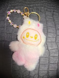 粉色卡通毛毛拉布布鑰匙扣 粉水晶鎖匙扣手袋掛包掛 labubu Crystal pink quartz bag decoration chain key chain
