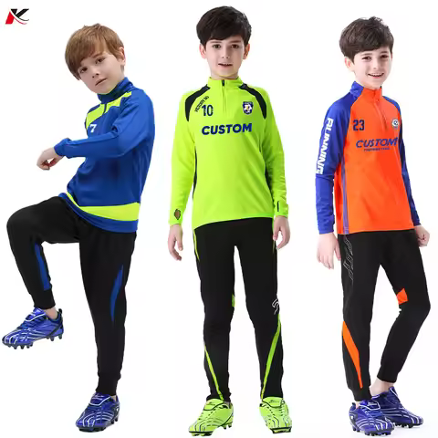 Kids Soccer Tracksuit Warm Flecce Girls Football Tracksuit Training Football Uniform Soccer Sportswe