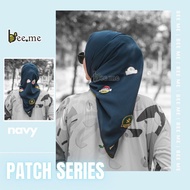 HIJAB SEGIEMPAT BEEME SERIES PATCH NAVY/BIRU DONGKER SIZE 115x115CM
