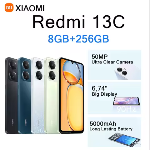 Xiaomi Redmi 13C Smartphone 8GB RAM 256GB ROM 6.74 Inch HD Display Long Lasting Battery Premium Mobi