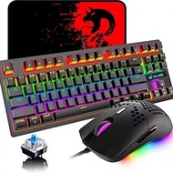 Mechanical Gaming Keyboard Blue Switch Mini 87 Keys Wired Rainbow LED Backlit Keyboard Professional 