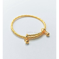 [VJ]Bangle "String" Gold Bangles 999.9 Gold Plated D:6cm x 6cm <BG254> <Gelang Tangan Tali Adjust>