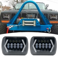 ไฟหน้า LED 6x7 DRL 55W 5500LM 12-24V H4 ไฟขับขี่ LED พร้อมไฟเลี้ยวสีเหลืองอำพัน สำหรับรถบรรทุก Jp YJ
