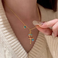 Niche New Necklace with Green Ethnic High-End Style Stone Design Necklace Feel Temperament ii22 Clav