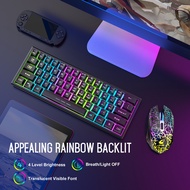 New Style T61 Wireless Keyboard Mouse Set 61-Key RGB Luminous Game Dedicated