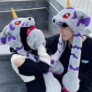 Gabumon Agumon Plush Hat Scarf Gloves Combo Digimon Autumn Winter One-Piece Ear-Moving