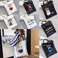 POUCH ME Korean Cute We Bare Bears Tote Bag / Elmo Cookie Monster / Snoopy / canvas bags