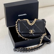 Original - Chanel 19 Chanel19 C19 WOC Black GHW Wallet on Chain Small