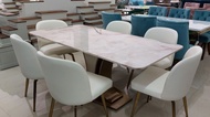 โต๊ะอาหาร 6 ที่นั่ง หน้าโต๊ะหินขาว โครงสแตนเลส (แข็งแรงมาก!)