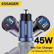 Essager aluminum alloy car charger type-C + USB dual port output 30W fast car charger suitable for i