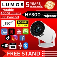 Lumos HY300 Android 11.0 LCD 4K Projector 4500 lumens HD 130 inch screen Double WIFI With bluetooth 