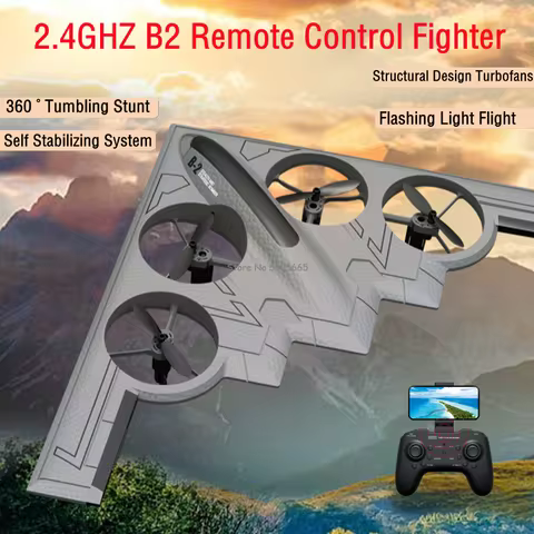 Simulation B2 40CM Large WIFI FPV RC Plane 360° Roll Turbofan Structure Self Stabilize System LED Li