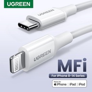 UGREEN สายชาร์จไอโฟน USB C to Lightning MFI Apple Charging Cable สายชาร์จ iPhone สีดำ สำหรับ iPhone 14 13 Pro Max iPad iPod Model: 10493