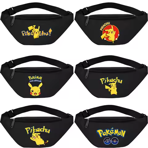 Pokemon Pikachu Waistpack Mobile Fanny Packs Portable Cartoon Crossbody Bags Outdoor Running Hiking 